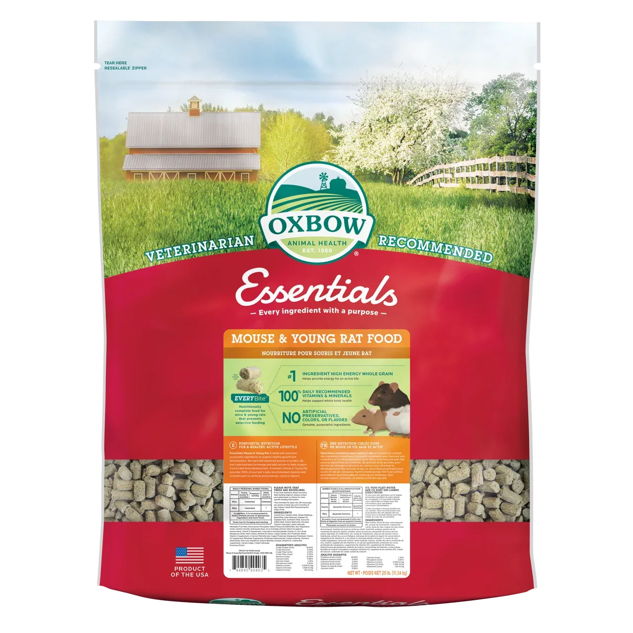 Oxbow Animal Health Essentials Mouse & Young Rat Food 25lb