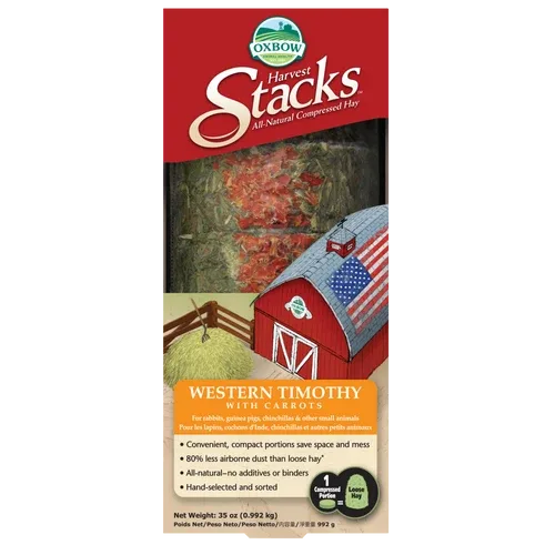 Oxbow Animal Health Harvest Stacks Western Timothy Hay & Carrot Small Animal Treat 35oz - Image 2