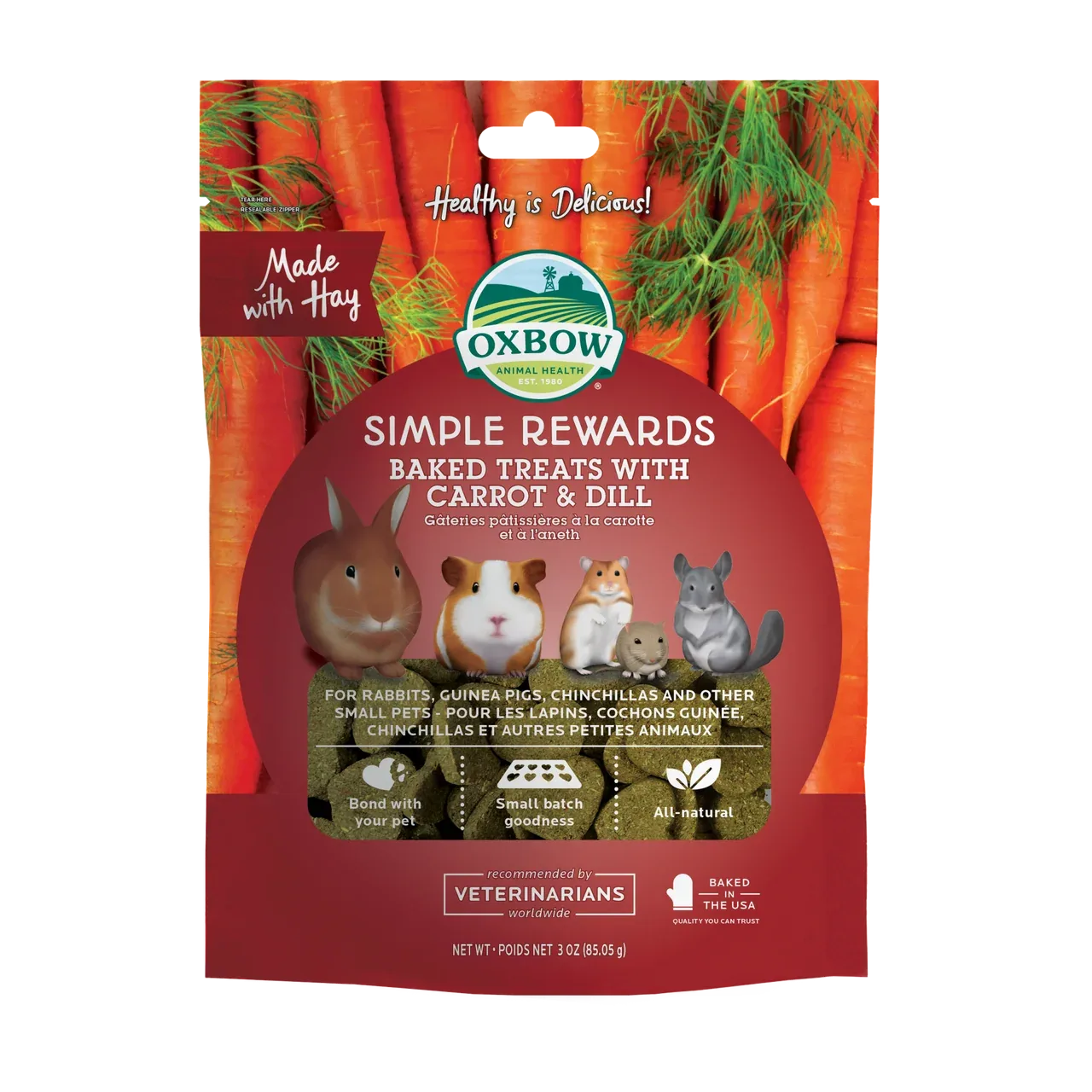 Oxbow Animal Health Simple Rewards Baked Small Animal Treats w/Carrot & Dill 3oz