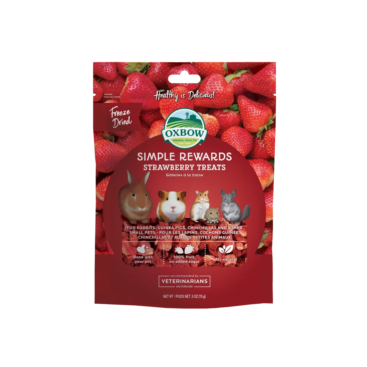Oxbow Animal Health Simple Rewards Freeze Dried Strawberry Small Animal Treats .5oz