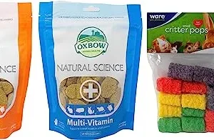 Oxbow Natural Science Functional Support Treats for Small Animals: Multi-Vitamin and Vitamin C (4.2 Ounces) – Plus Chews and Fun Animal Facts Booklet Bundle