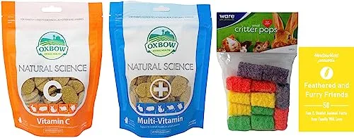 Oxbow Natural Science Functional Support Treats for Small Animals: Multi-Vitamin and Vitamin C (4.2 Ounces) – Plus Chews and Fun Animal Facts Booklet Bundle