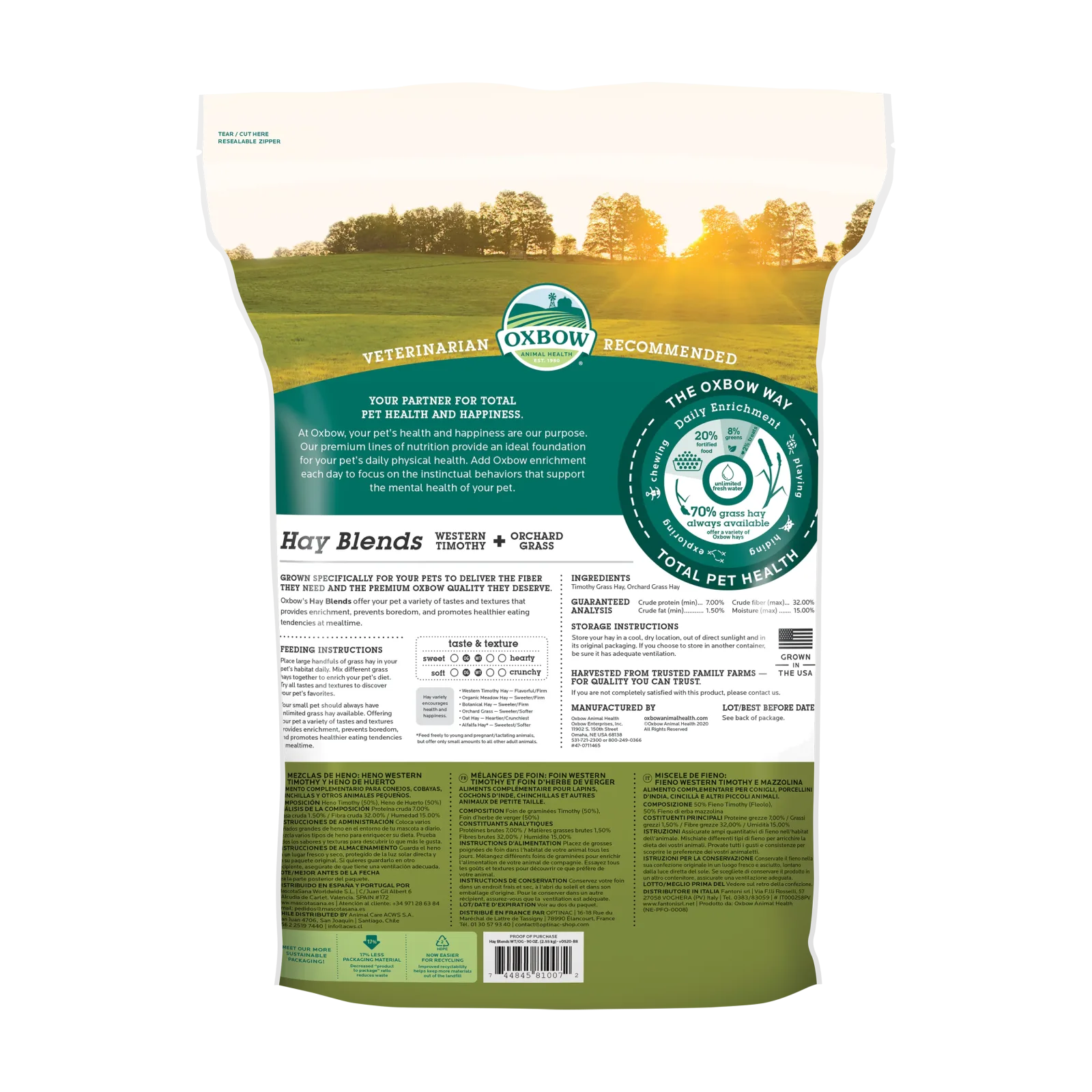 Oxbow Timothy Hay and Orchard Grass 90oz for Rabbits, Guinea Pigs, Chinchillas, and other Small Herbivores. - Image 2