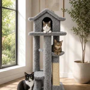 Pagoda Cat Tree House | Stylish Multi-Level Cat Condo with Hammocks