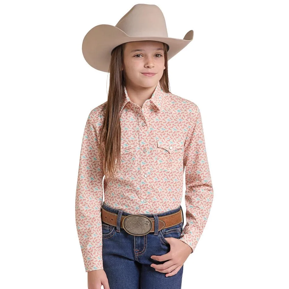 Panhandle Girl's Peach Mini Horse Shirt