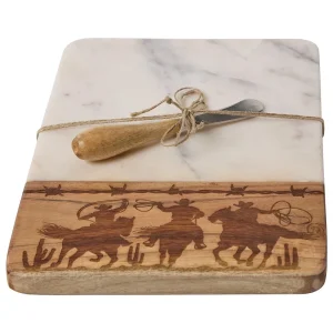 Park Designs Roping Cowboys Mable Cutting Board with Spreader