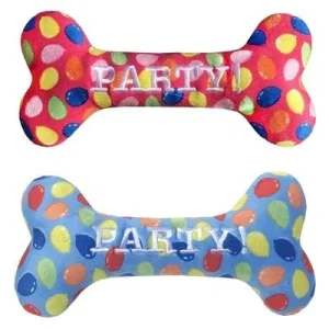 Party Time Bone Dog Toy Blue - Large