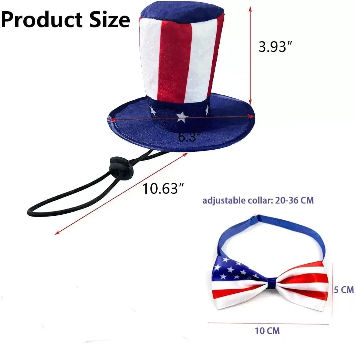 Patriotic USA Pet Hat & Bow Tie Set - Image 2