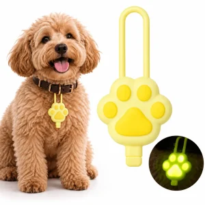Paw-Shaped LED Pet Collar Light – USB Rechargeable