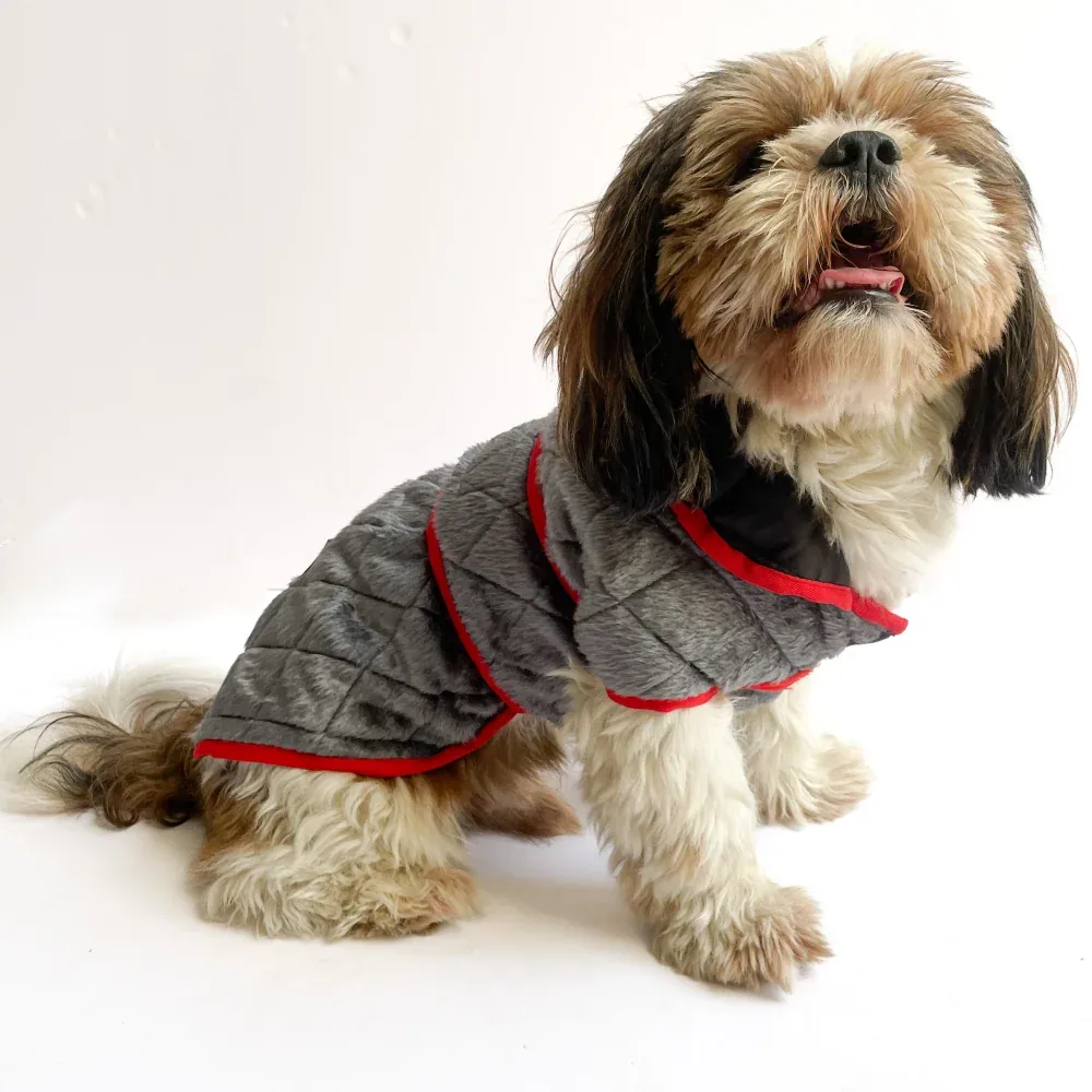 Pawgypets Reversible Quilted Jacket for Dogs and Cats (Grey/Red) - Image 2