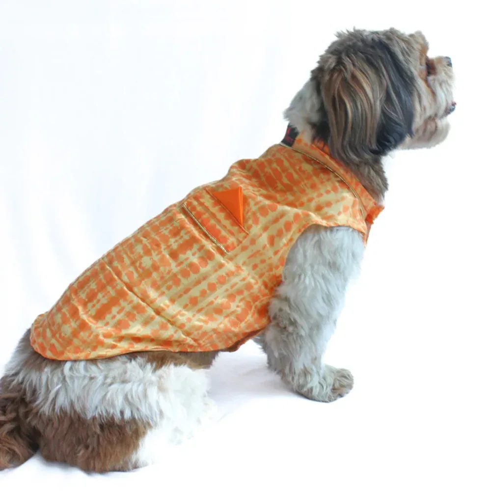 Pawgypets Tie and Dye Kurta for Dogs (Orange/Yellow)
