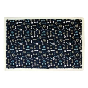 Pawpourri Printed Navy Bone, Paw and Woof Blanket for Dogs and Cats