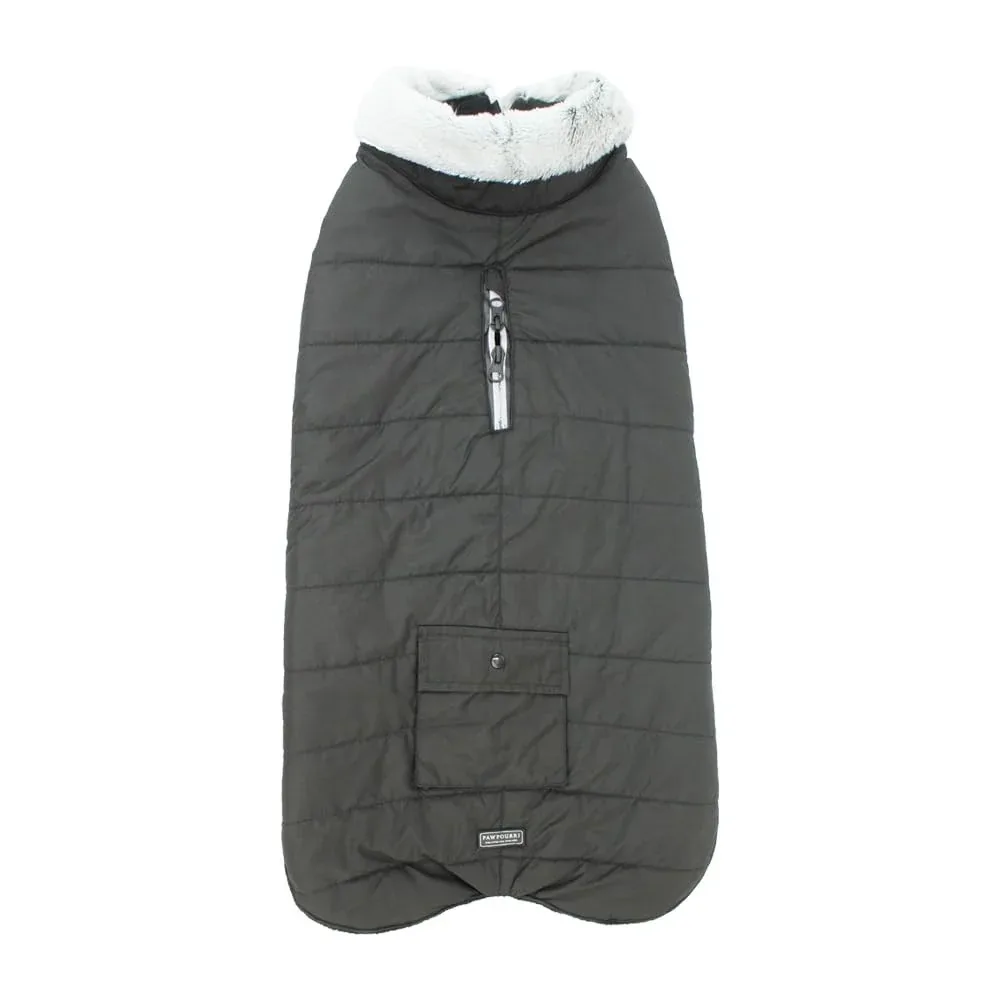 Pawpourri Taffeta Jacket with Faux Fur for Dogs (Black)