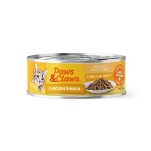 Paws & Claws Adult Chicken Dinner Shreds in Gravy Wet Cat Food, 5.5 oz.