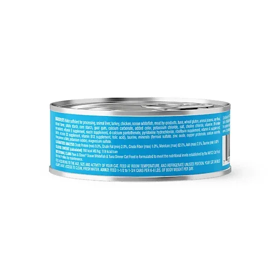 Paws & Claws Adult Ocean Whitefish and Tuna Dinner Shreds in Gravy Wet Cat Food, 5.5 oz. - Image 2