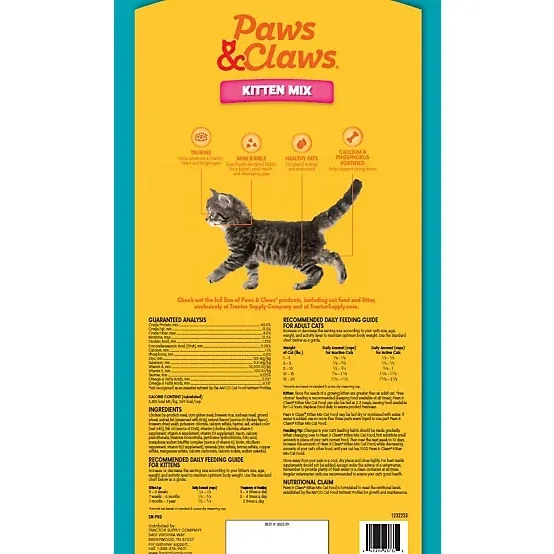 Paws & Claws Kitten Indoor/Outdoor Mix Chicken Formula Dry Cat Food, 15lb - Image 2