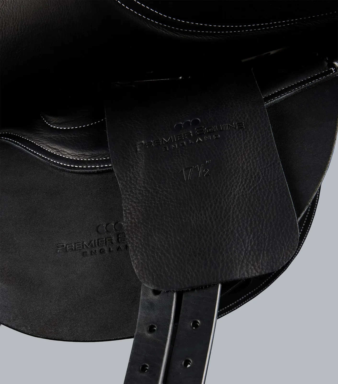 PE Leather Full Tree Exercise Racing Saddle Black - Image 2