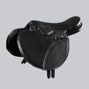 PE Leather Full Tree Exercise Racing Saddle Black
