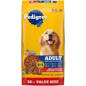 Pedigree Adult Dry Dog Food Grilled Steak & Vegetable Flavor Dog Kibble, 38lb