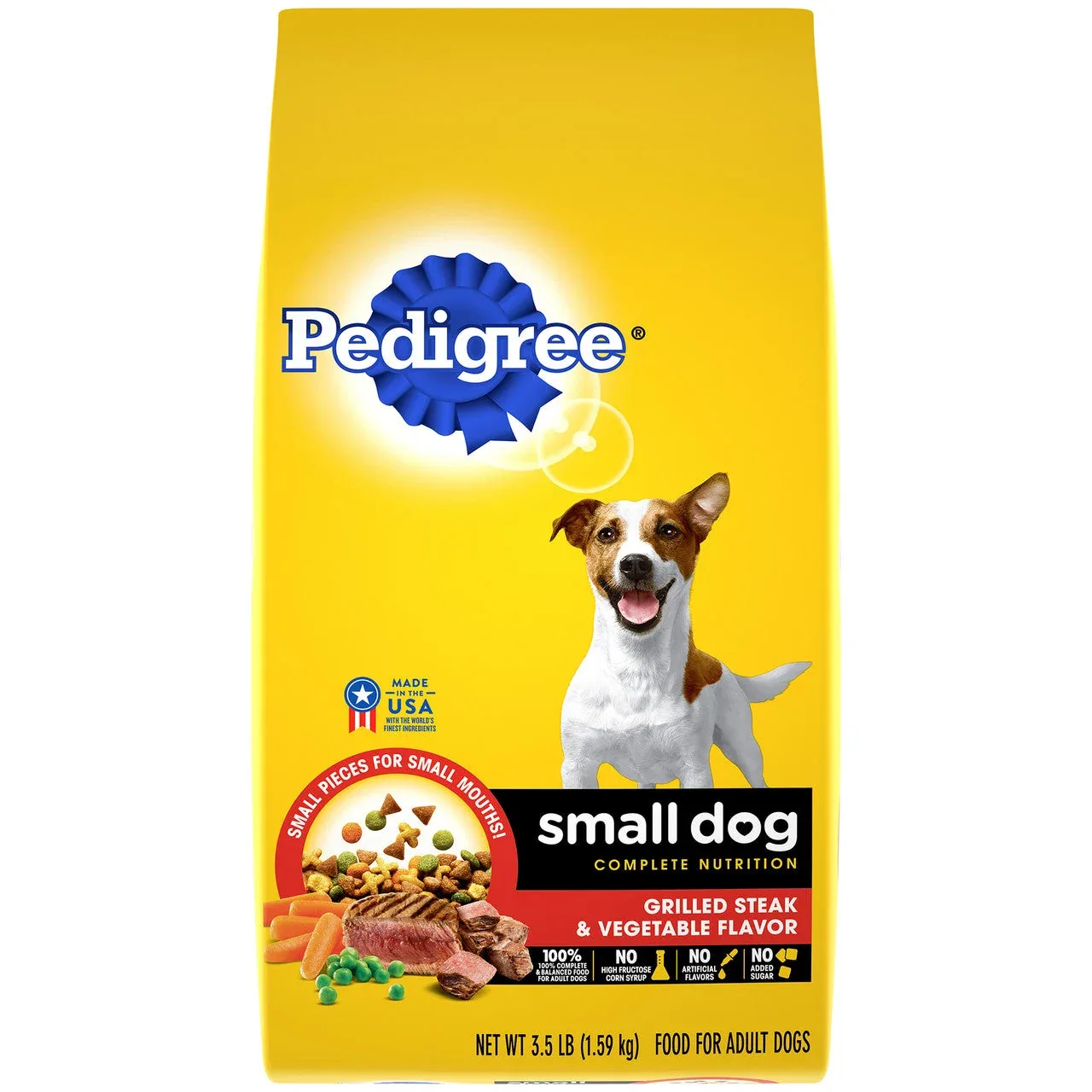Pedigree Complete Nutrition Small Breed Adult Dry Dog Food Grilled Steak & Vegetable 3.5lb