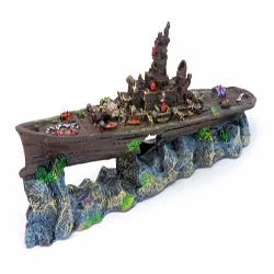 Penn-Plax Battleship Aquarium Ornament Multi-Color, 4 in, Small - Image 2