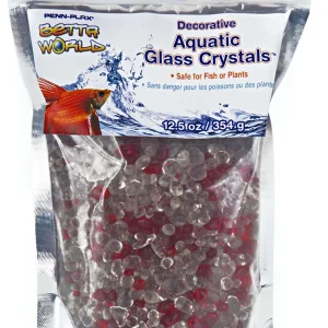 Penn-Plax Betta World Aquatic Glass Crystal Décor, White, Red, 12.5 oz