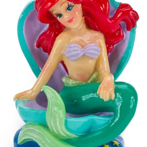 Penn-Plax Officially Licensed Disney's The Little Mermaid Fish Aquarium Ornament - Mini Ariel on Shell Throne