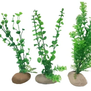 Penn-Plax Rock Aquarium Plant, Green, 12 in