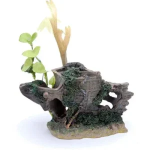 Penn-Plax Shipwreck Bow Aquarium Ornament Brown/Grey, 3 in, Small