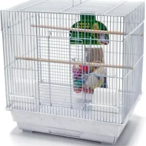 Penn-Plax Square Bird Cage Starter Kit, White, Small