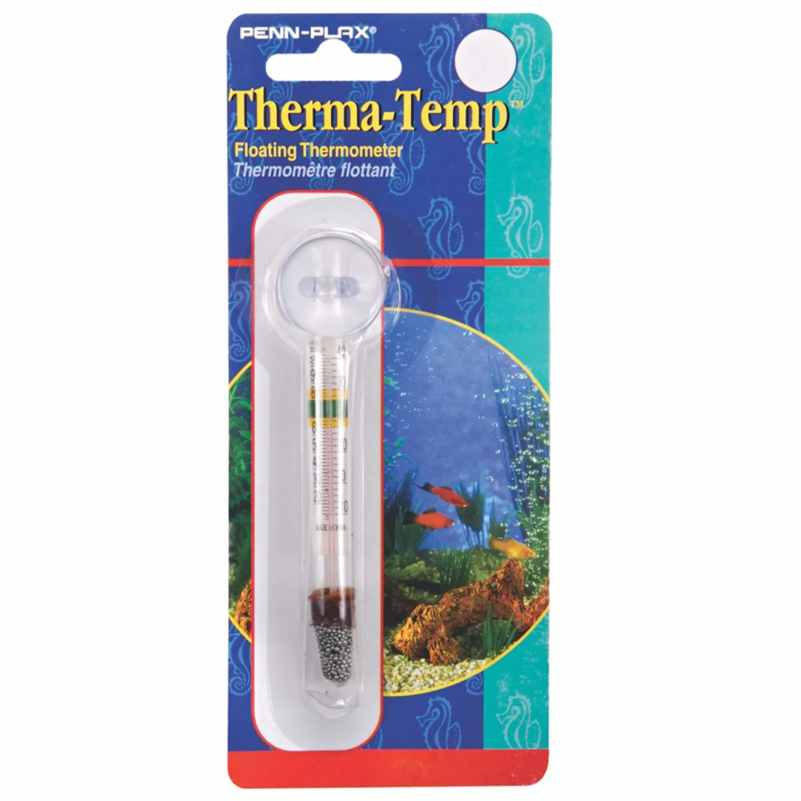 Penn-Plax Therma-Temp Floating Aquarium Thermometer, Clear, 4.25 in