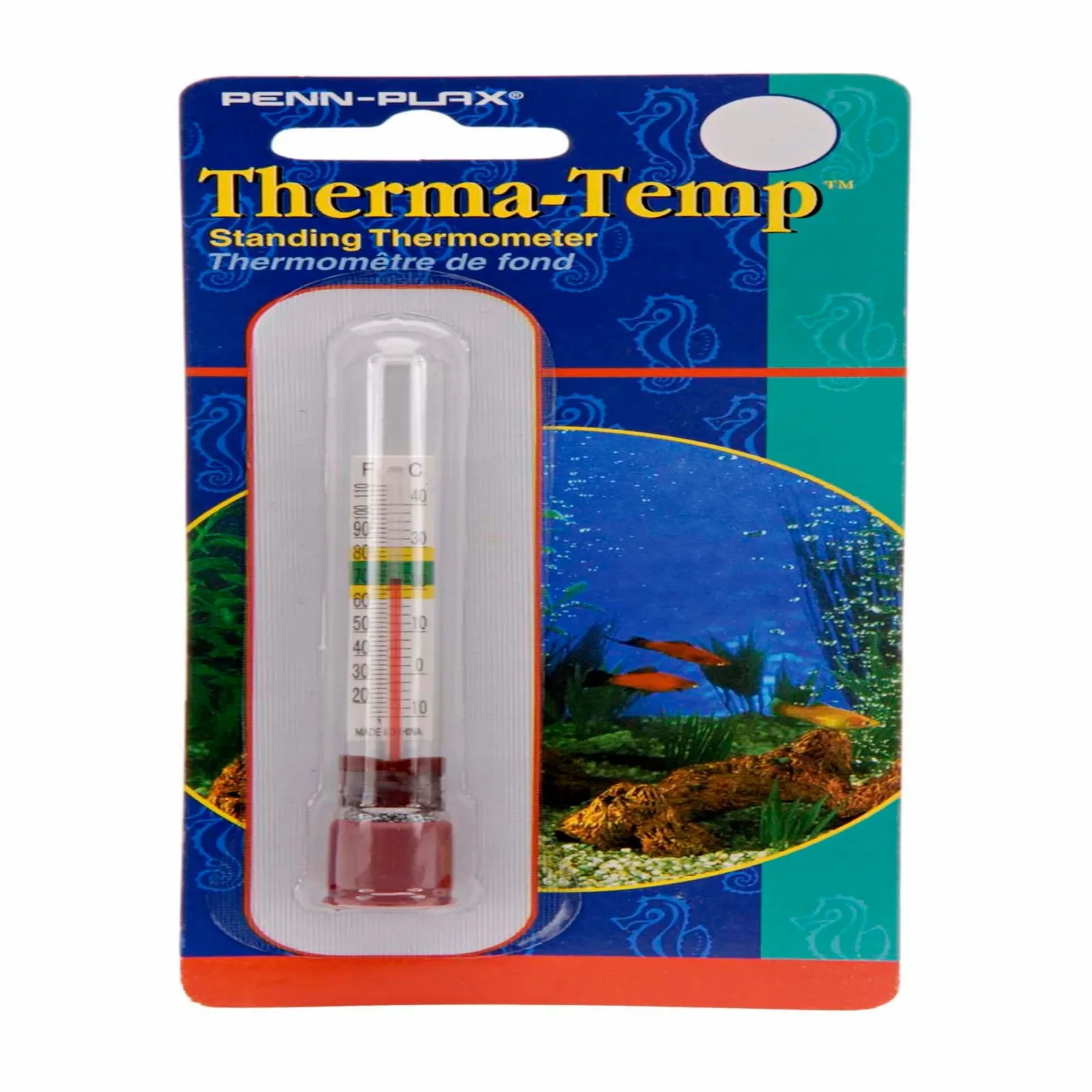 Penn-Plax Therma-Temp Standing Aquarium Thermometer, Clear, 4.25 in