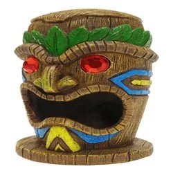 Penn-Plax Tiki Mask-Gazer Aquarium Ornament Brown/Green, 4 in, Small - Image 2