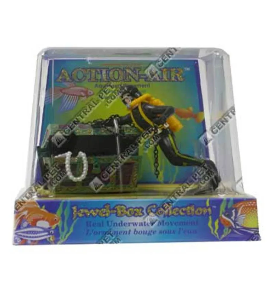 Penn-Plax Treasure Diver Air Aquarium Ornament Multi-Color, 4 in