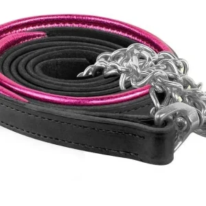Perrifts Metallic Padded Lther Lead -Chain Blk Pnk