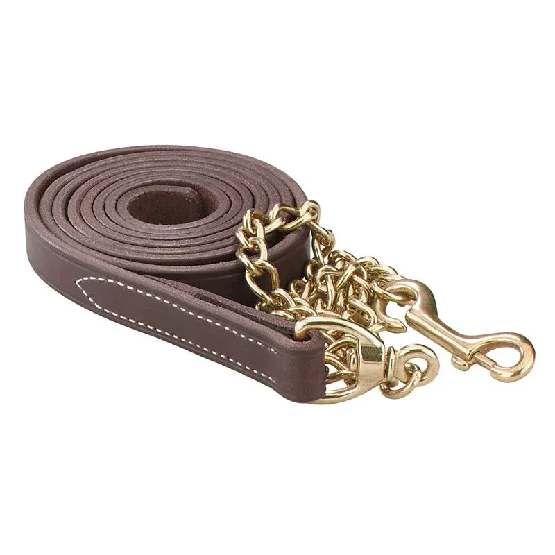 Perris 7Ft Leather Lead with Chain - Image 2