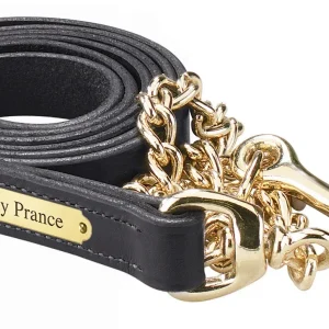 Perri's Personalized Leather Lead with 30" Solid Brass Chain