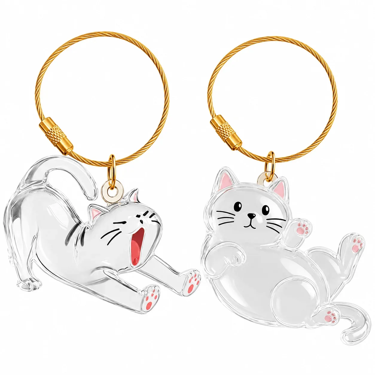 Pet Fur Keepsake Keychains – 2-Pack Cat-Shaped Charms