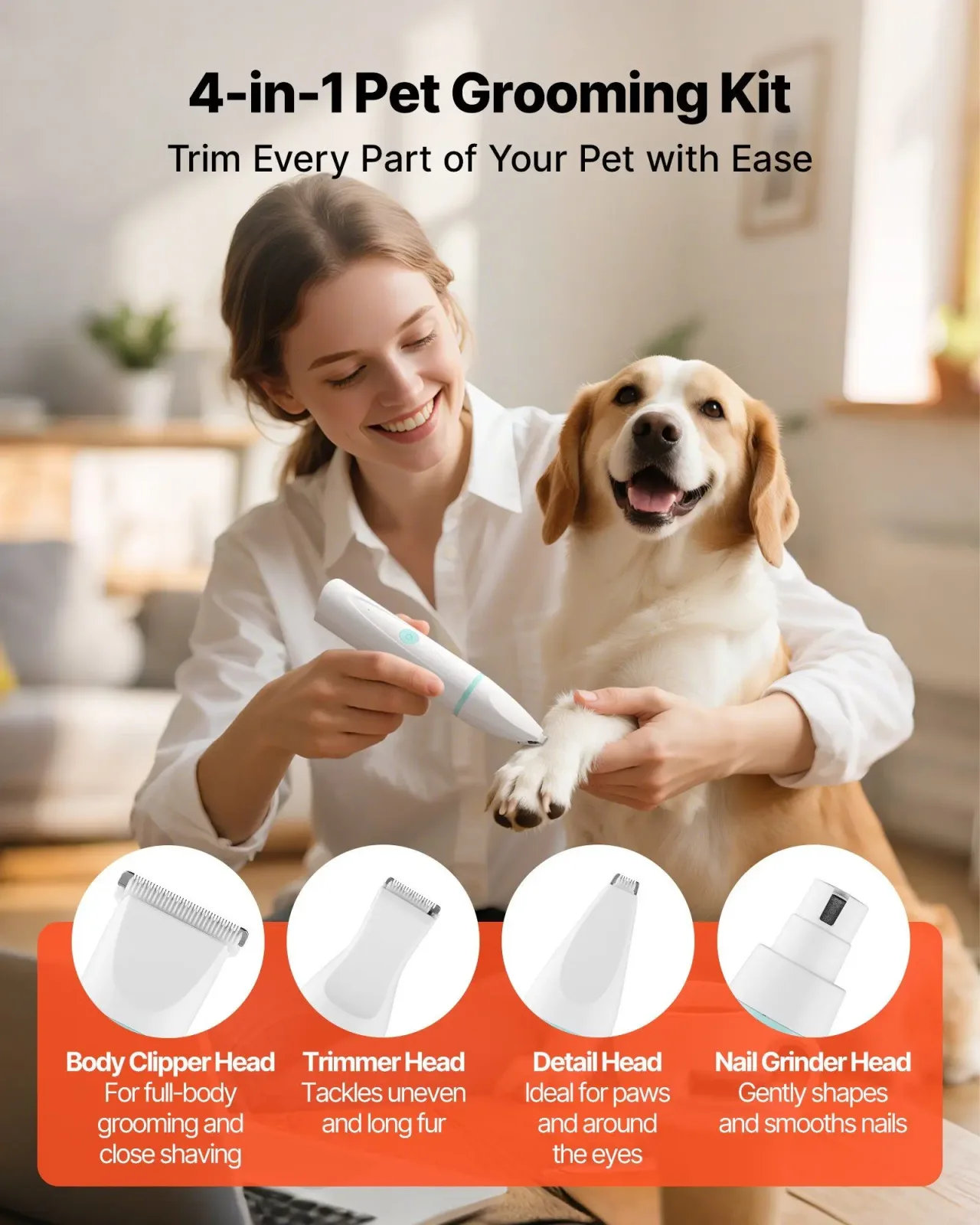 Pet Grooming Kit – Cordless Dog Clippers with Nail Grinder Set - Image 2