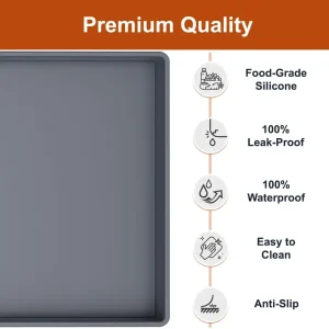 Pet Kitchen Mat & Dog Food Mat - ukeetap Extra Thick Silicone Waterproof Raised Edge BPA Free