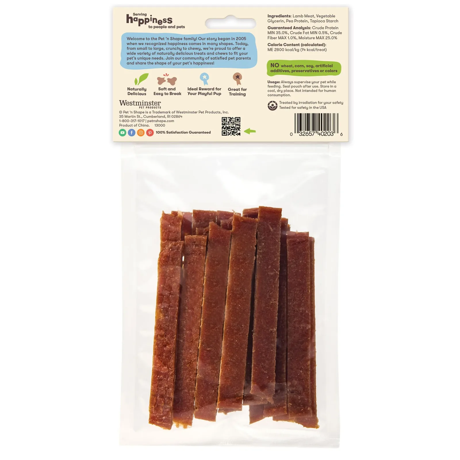 Pet 'n Shape Lamb Strip Dog Treat 3oz - Image 2