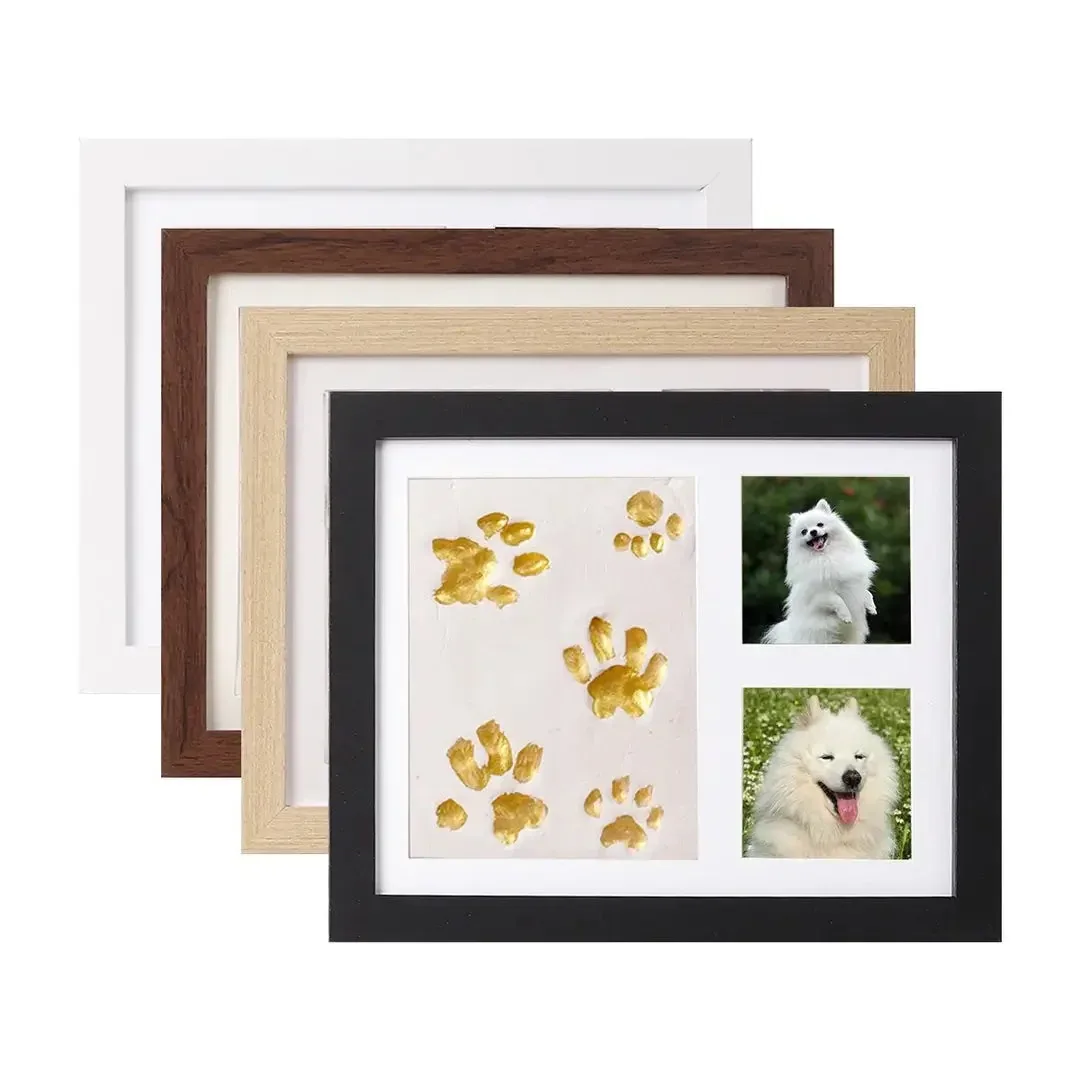 Pet Paw Print Frame Kit – Personalized Pet Memorial Keepsake with Photo Display