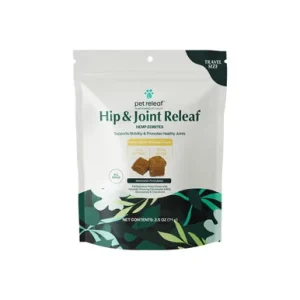 Pet Releaf Travel Size Hip & Joint Releaf Organic Hemp Edibites Peanut Butter & Banana Flavor for All Dogs