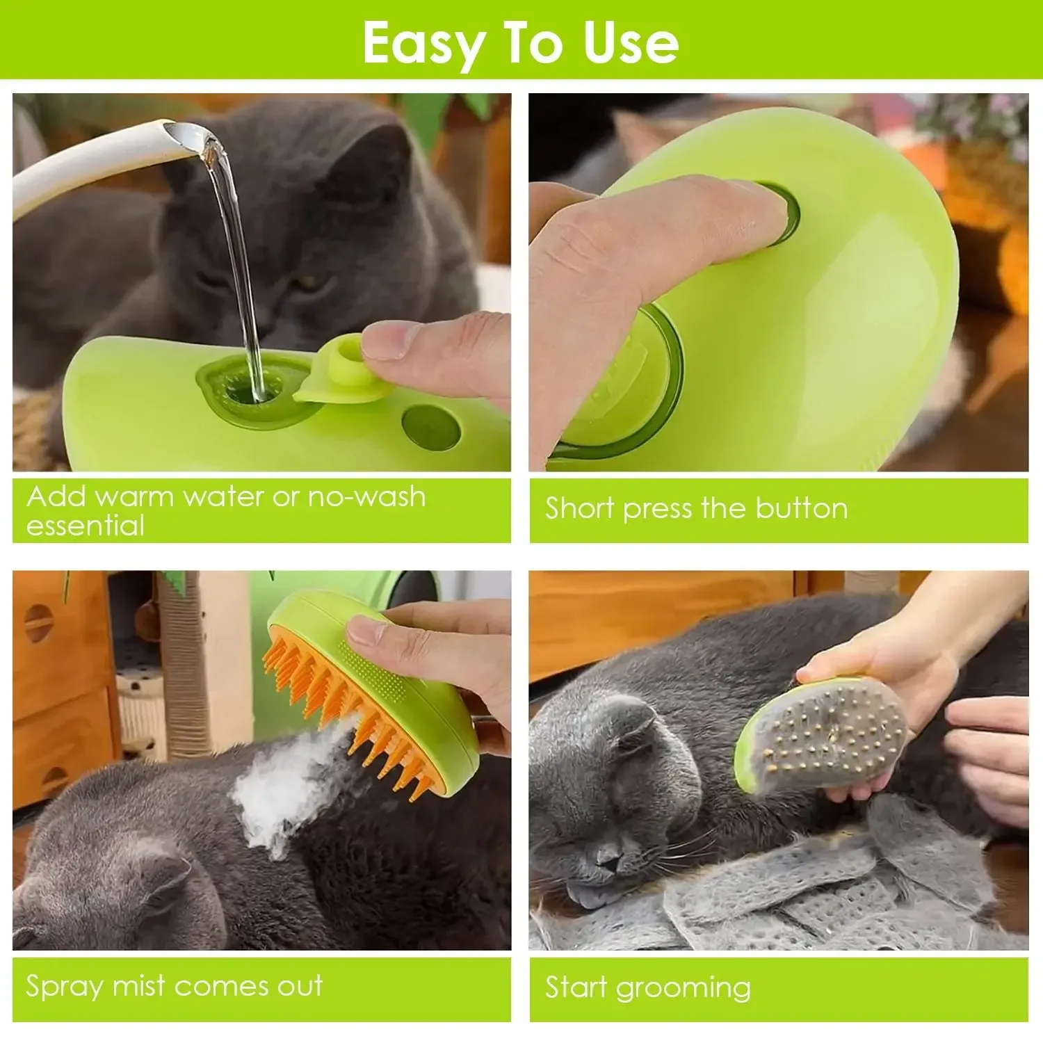 Pet Steam Brush – USB Rechargeable Grooming & Cleaning Tool - Image 2