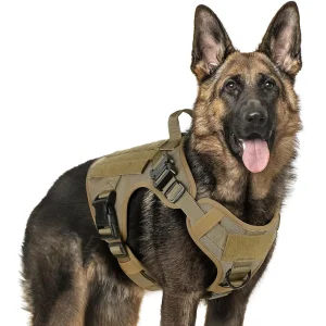 Pet Vogue Adjustable Military Vest Heavy Duty Harness with Handle for Dogs (Tan)