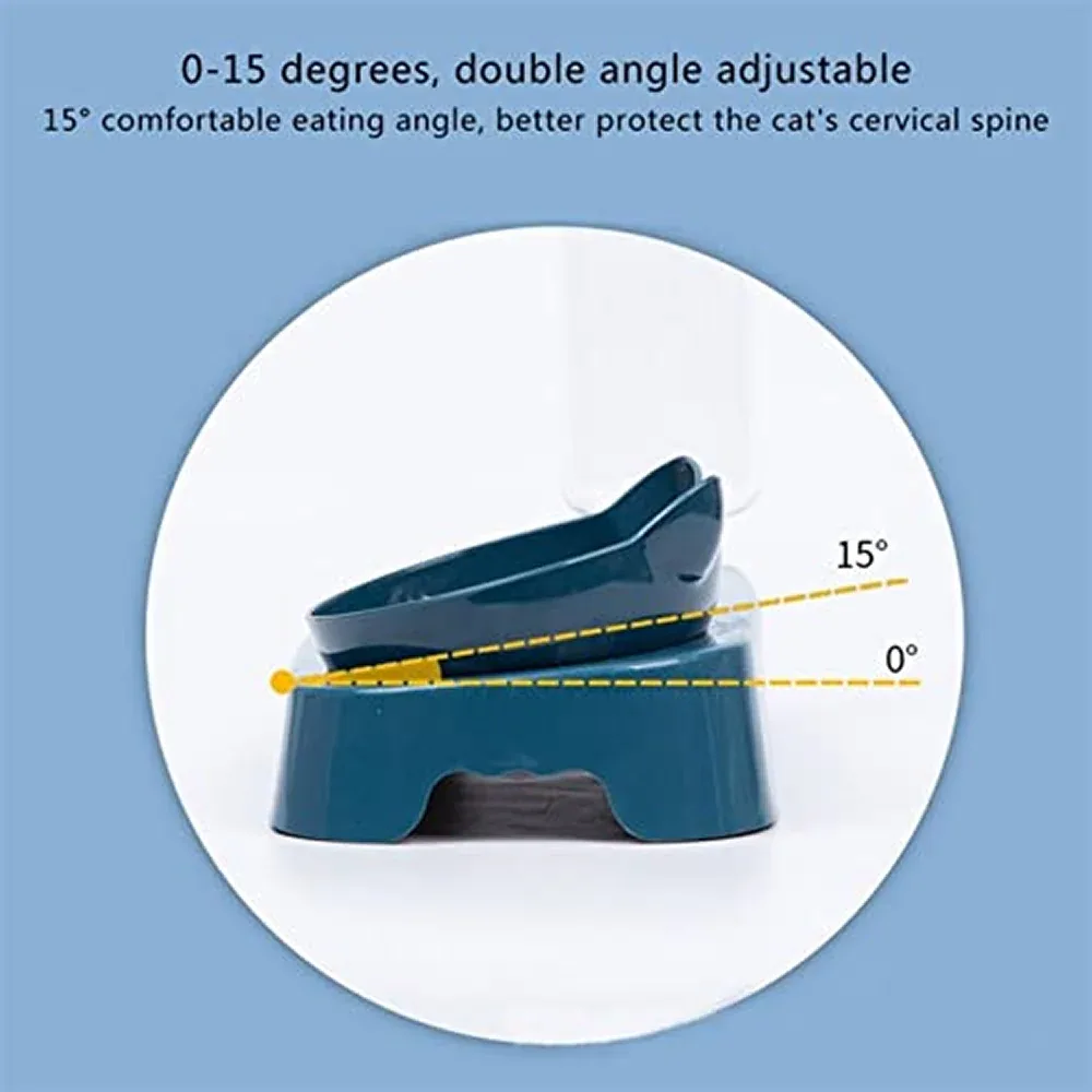 Pet Vogue Plastic Cute Food and Water Bowl for Cats (Blue) - Image 2