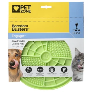 Pet Zone Products Boredom Busters Engage Slow Feeder Licking Mat Green