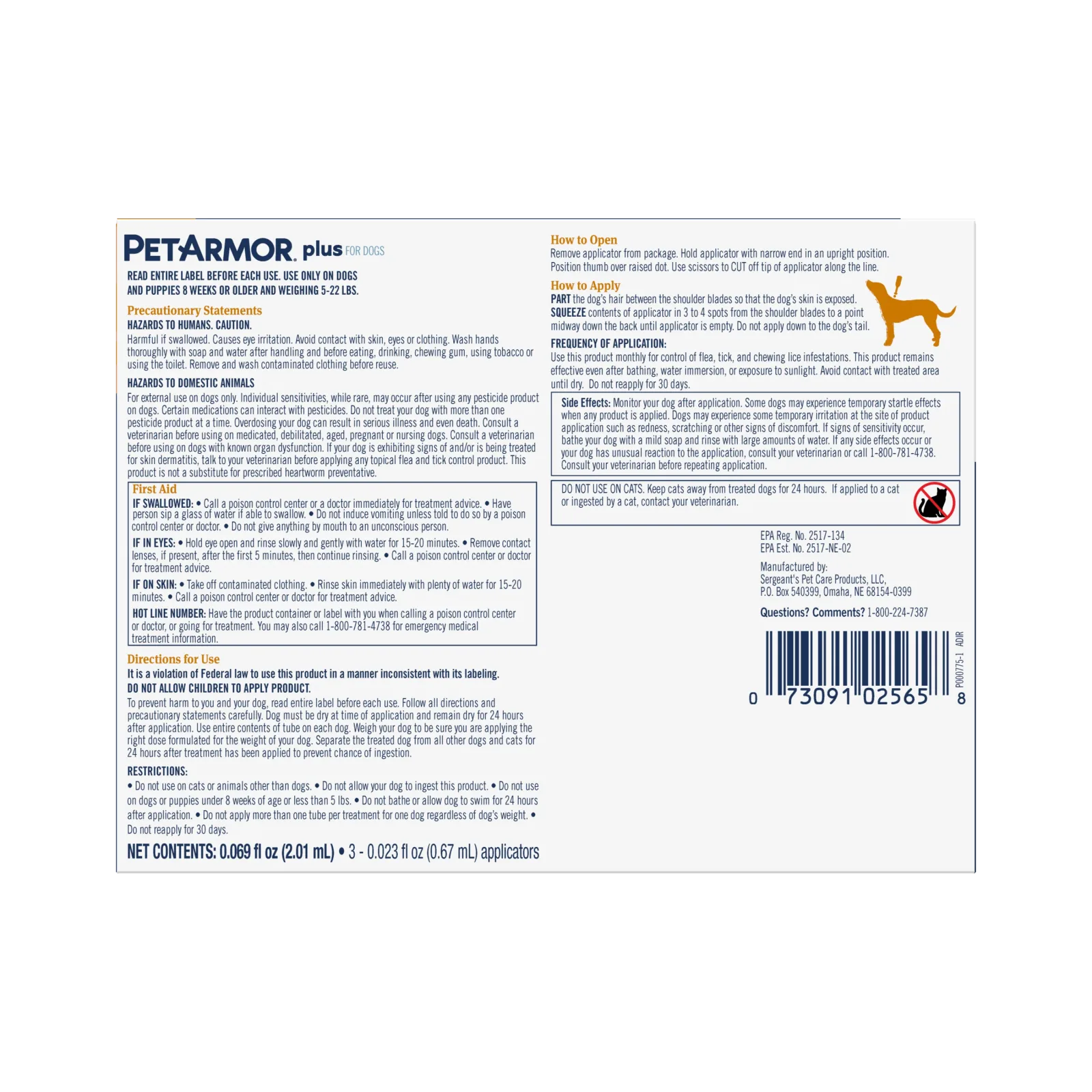 PetArmor Plus Flea & Tick Topical Dog 5-22LB 3CT - Image 2