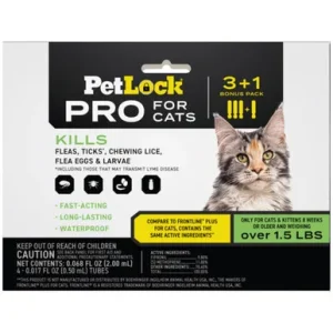 PetLock Pro Flea, Ticks & Chewing Lice Prevention for Cats & Kittens (Over 1.5 lbs)