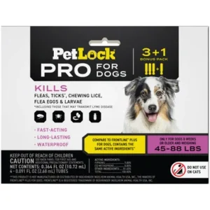 PetLock Pro Flea, Ticks & Chewing Lice Topical Prevention for Dogs (45